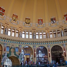Main hall of the Jugendstil station building of the Main Railway Station of Prague